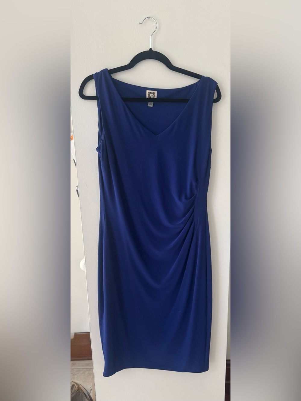 Anne Klein Royal Blue Sleeveless V-Neck Midi Dress